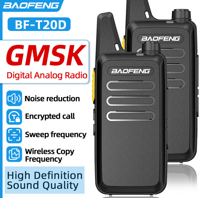 Baofeng BF-T20D GMSK Digitales Walkie-Talkie in Schwarz mit UHF-Rauschunterdrückung, kabelloser Kopierfrequenz, verschlüsseltem Anruf und USB-C-Ladefunktion - Bild 1