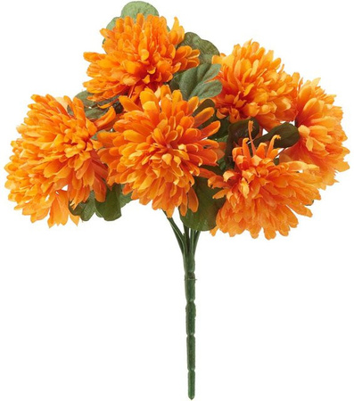 Künstlicher Chrysanthemen Bund Lola in Orange für den Herbst, Tischdeko aus Kunststoff und Draht, Höhe: 25,0 cm, Breite: 21,0 cm, Tiefe: 5,0 cm
