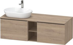 Duravit Waschtischunterschrank D-Neo Wandhängend in Weiß und Braun mit 2 Türen und internen Regalen, B/T/H: 140 x 55 x 45,9 cm - Bild 1