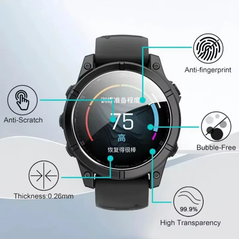 Garmin Fenix 8 Screen Protector, Gehärtetes Glas, Schwarz, Unisex - Bild 3
