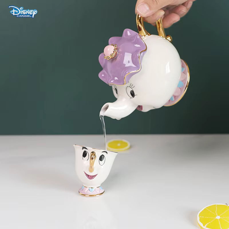 Disney Animation Die Schöne und das Biest Mrs. Potts Keramik Teekanne und Teetasse Set, Weiß vergoldet - Bild 3