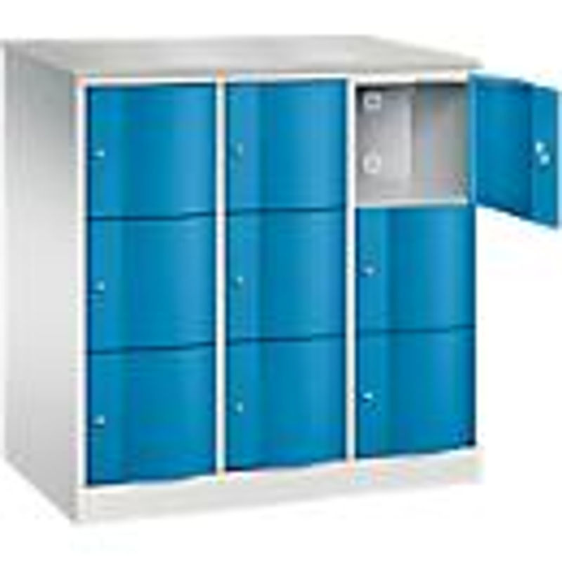 C+P Schließfachschrank Resisto mit 9 Fächern und 3 Abteilen, Stahl, Lichtgrau/Lichtblau, B/T/H: 114,8 x 64,0 x 125,5 cm - Bild 2