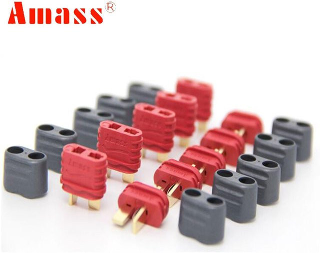5 Paar Amass T Plug Deans Connector mit Mantelgehäuse in Rot für RC Lipo Batterien - Bild 1