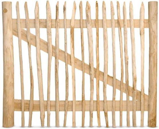 Stiltreu Genageltes Staketenzaun-Tor aus Edelkastanie in Braun, Breite: 150 cm, Höhe: 120 cm