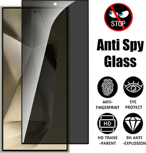 Anti-Spy Privacy Displayschutzfolie aus gehärtetem Glas für Samsung Galaxy S25 Ultra, S24 Ultra und S25 Plus - Bild 1