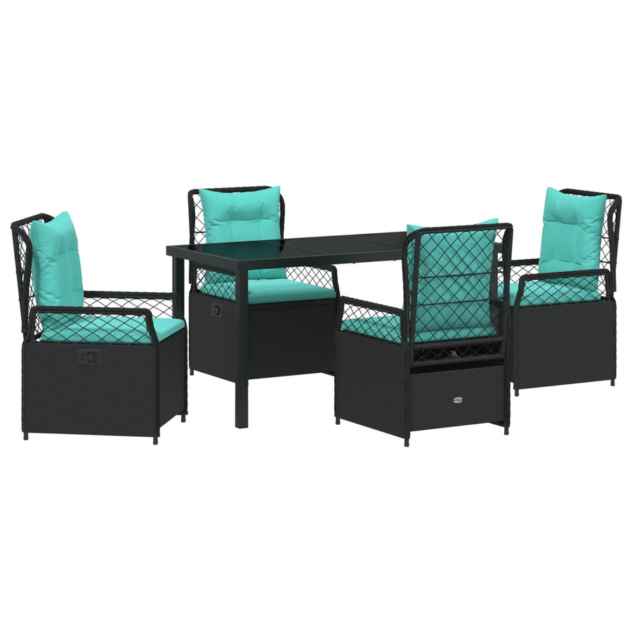 vidaXL Garten Essgruppe 5-teilig aus Poly-Rattan und Glas in Schwarz - Bild 2