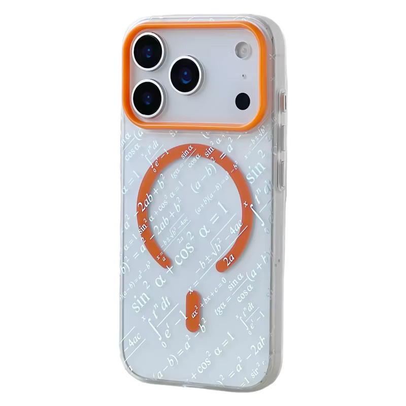 Apple MagSafe Schutzhülle mit mathematischem Formel-Design für iPhone 17 Pro Max, 16, 15, 14 in Orange, matt und transparent - Bild 5