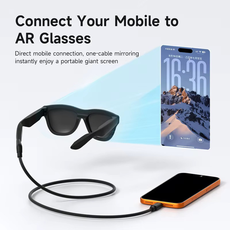 Hagibis AR Smart Glasses USB-C Lade- und Datenkabel mit Keilstecker für XREAL One/Air und RayNeo Air VITURE, Schwarz - Bild 2