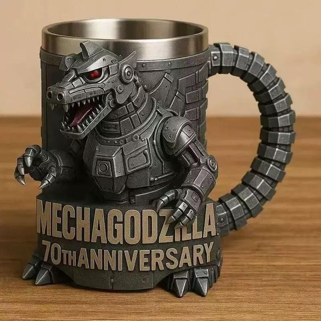 Godzilla 70. Jubiläum 3D Harzbecher Modell Ornament Kaffeebecher von Fashnics in Schwarz und Grau, B/T/H: 14 x 12 x 11 cm - Bild 1