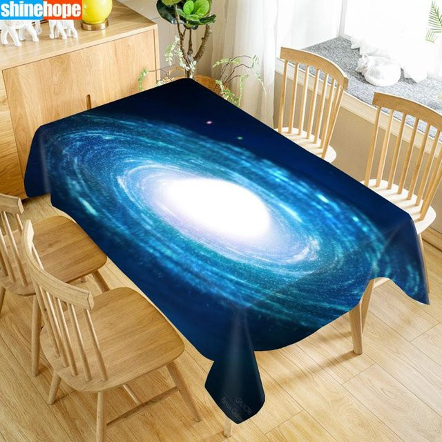 Shinehope Galaxie Tischdecke aus Polyester, wasserabweisend und ölbeständig, blau gestreift, rechteckig, B/T: 100 x 140 cm - Bild 1
