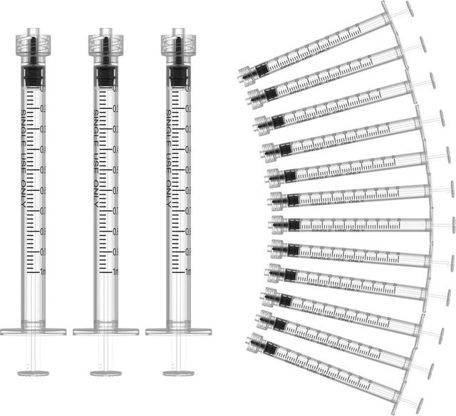 100 Stück Luer-Lock-Spritzen mit 1 ml Volumen, steril und einzeln versiegelt, transparent aus Kunststoff für Labor, Kleber, Parfüm und Öl - Bild 1