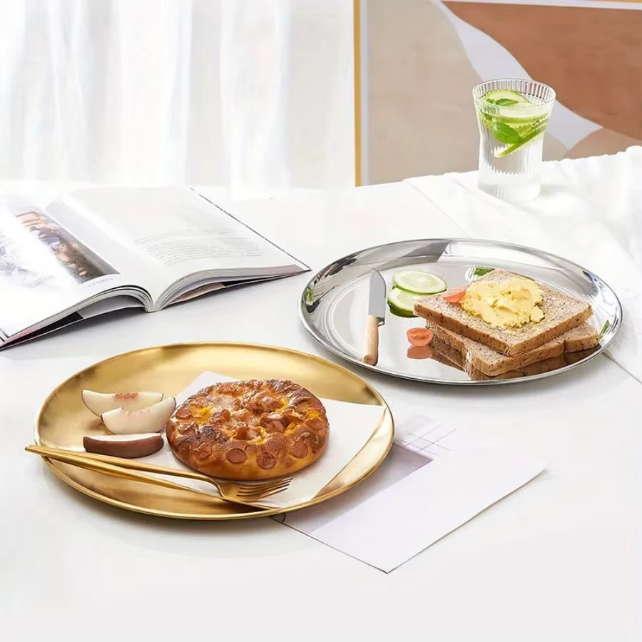 BAIJL Servierplatte aus Edelstahl in Gold und Silber für Obst, Kuchen und Salat - Bild 2