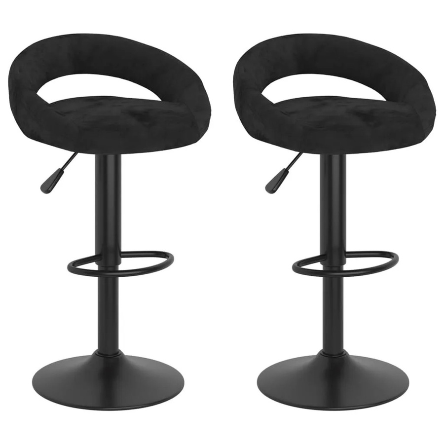 DELUKE Barhocker KALSII 2er Set, höhenverstellbare Barstühle aus Samt in Schwarz, drehbar mit Stahlgestell für Küche und Hausbar - Bild 2