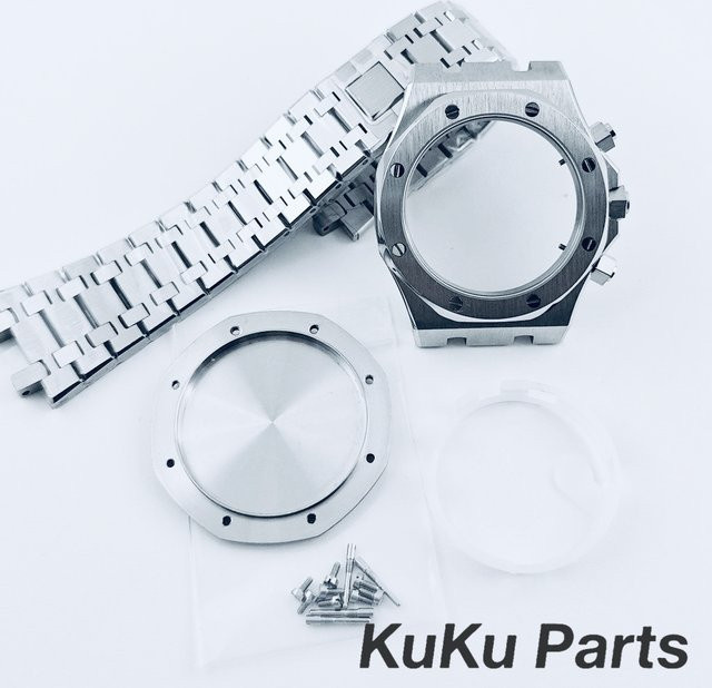 HUANXIAO Uhrengehäuse Edelstahl, Silber, 41 mm, Saphirglas - Bild 1