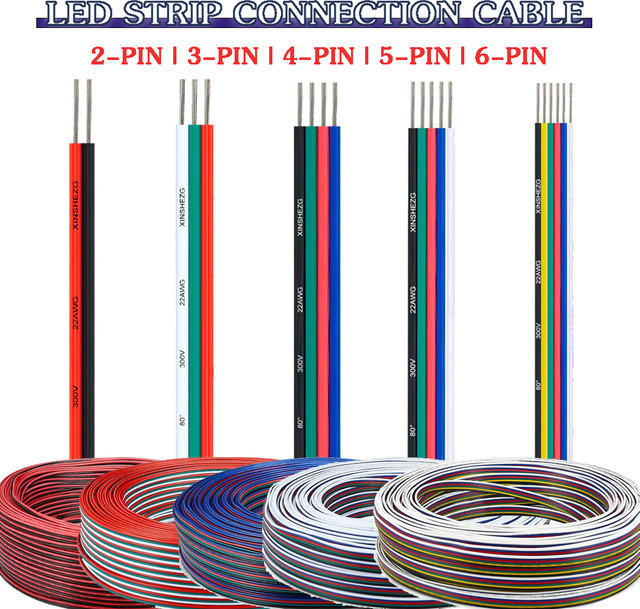 YSRSAI Flexibles LED-Verlängerungskabel 22 AWG mit PVC-Isolierung für WS2812B WS2813 5050 LED-Streifen in Rot und Schwarz - Bild 1