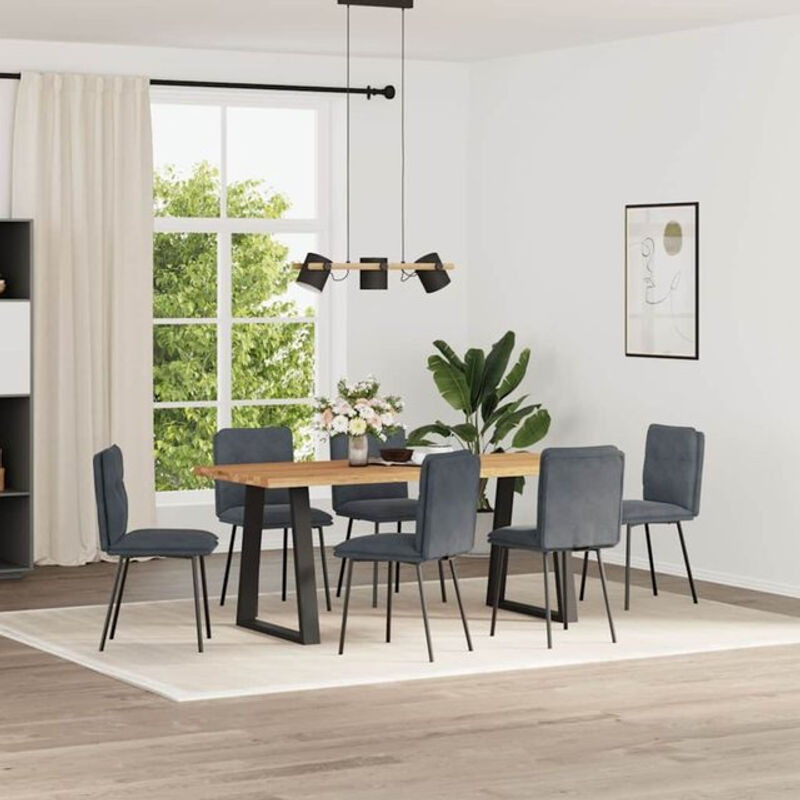 Vidaxl Esszimmerstühle 6er Set Modern in Anthrazit Grau Samt - Bild 1