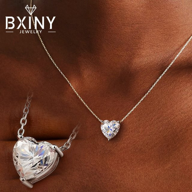 BXINY Halskette, Moissanit, Diamant, 925 Silber, Damen - Bild 1