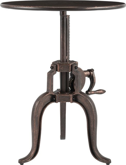 CLP Beistelltisch Marcos höhenverstellbar, runder Couchtisch aus Metall im Industrial Stil, Durchmesser: 50 cm - Bild 1