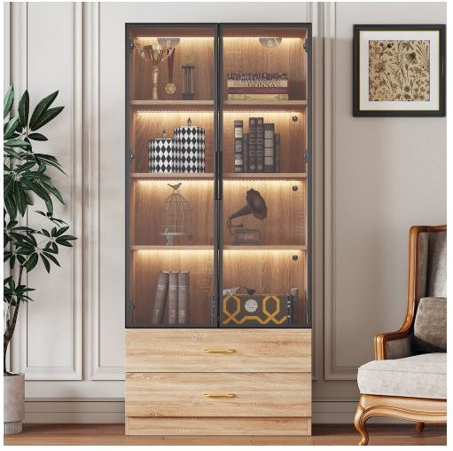 MUVOE Badezimmerschrank modern mit integrierter LED-Beleuchtung und Glas, Breite: 75 cm - Bild 1
