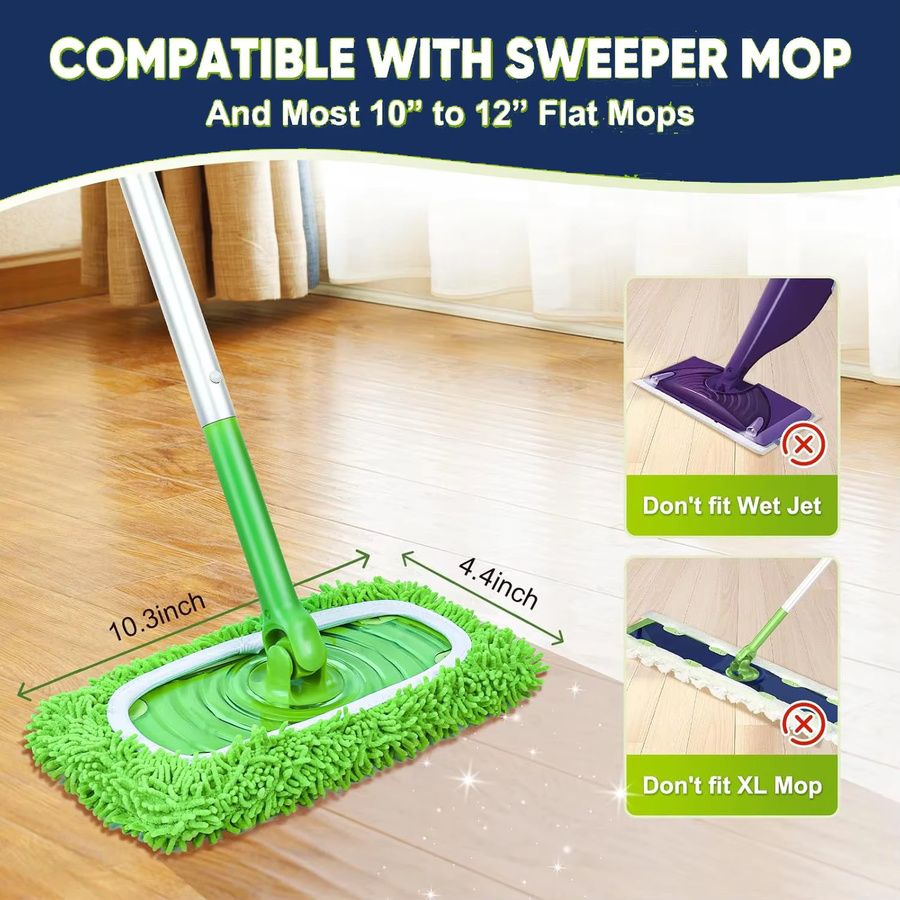 HOME TIMES Wiederverwendbare Wischpads aus ultrafeinen Fasern in Grün mit hoher Wasseraufnahme für Standard-Mopps - Bild 2