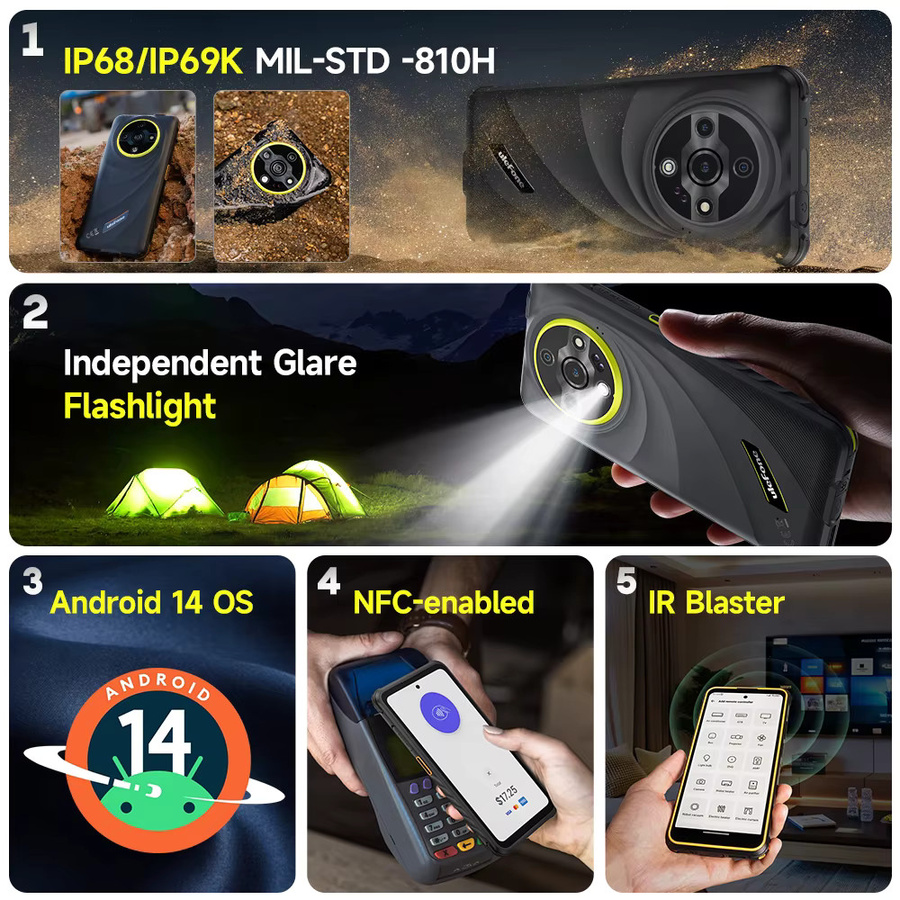 Ulefone Armor X31 Pro 5G Robustes Smartphone in Schwarz mit Android 14, 6,56 Zoll Display, 256 GB Speicher, NFC und 64-MP-Hauptkamera - Bild 5