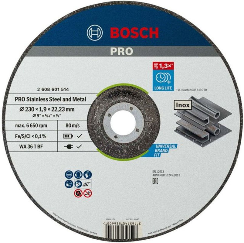 Bosch Trennscheibe gekröpft Standard for Inox WA 36 R BF für Metall, Durchmesser: 230 mm, Bohrung: 22,23 mm, Stärke: 1,9 mm - Bild 2