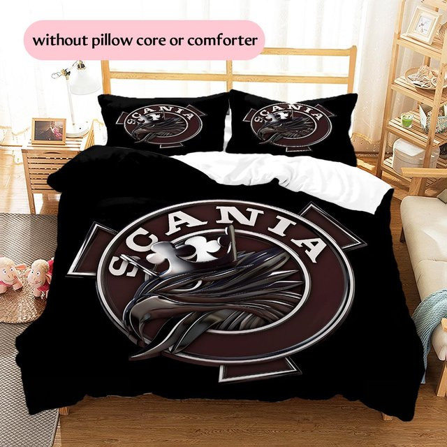 Bettwäsche Set Scania Logo Muster Schwarz mit 1 Bettbezug und 2 Kissenbezügen B/H: 200 x 220 cm - Bild 1