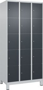 C+P Schließfachschrank Classic PLUS mit 3 Abteilen und Füßen, Farbe Anthrazitgrau und Grau, B/T/H: 90 x 50 x 195 cm - Bild 1