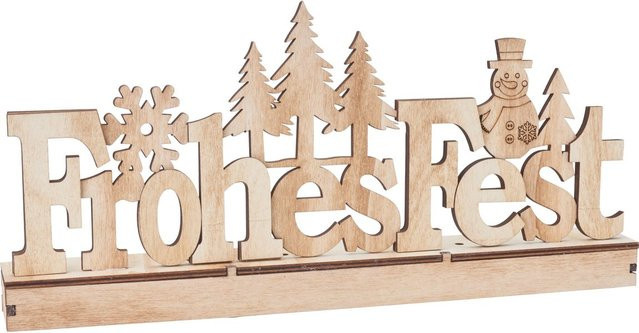 VBS Holz-Steckmotiv Frohes Fest mit LED in Beige aus Sperrholz für Weihnachten - Bild 1