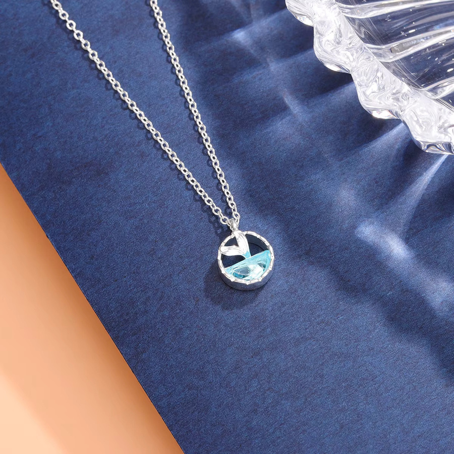 Halskette 925 Silber, Meerjungfrau, Blau Kristall, Unisex - Bild 2