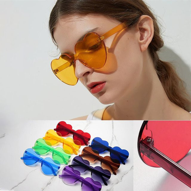 ZUXUB Sonnenbrille Herzform, randlos, blau, Kunststoff - Bild 1