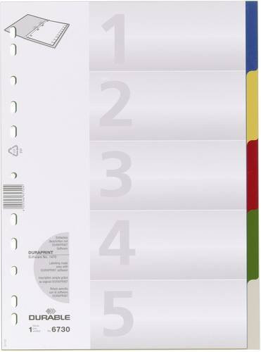 Durable Register DIN A4 aus Polypropylen, 5 Blätter, Mehrfarbig, Blanko - Bild 1