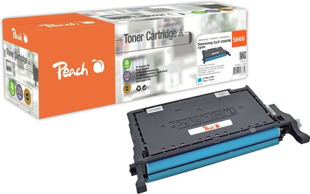 Peach S660 XL Toner in Cyan, wiederaufbereitet, kompatibel mit Samsung CLP-C660B/ELS, CLP-607 N, CLP-610 ND und CLP-610 - Bild 1