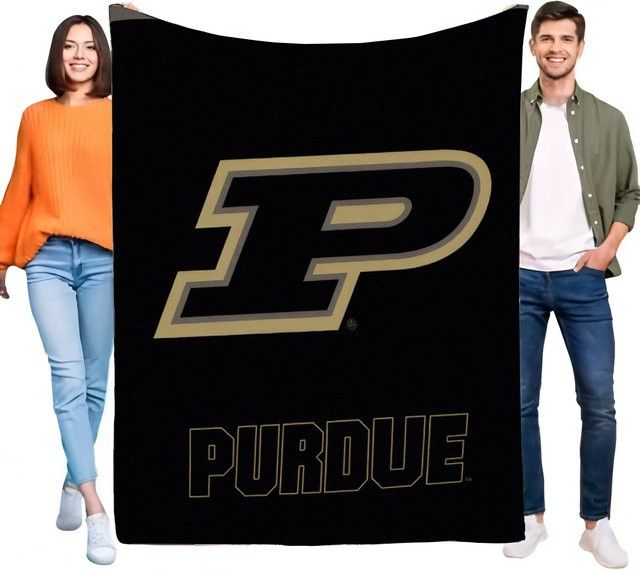 Purdue University Logo-Decke in Schwarz mit goldenem Logo als gemütlicher Überwurf für dein Sofa oder Bett - Bild 1