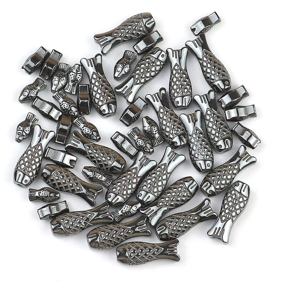 JHNBY Charms Fisch Form, Hämatit, Schwarz, Unisex - Bild 3