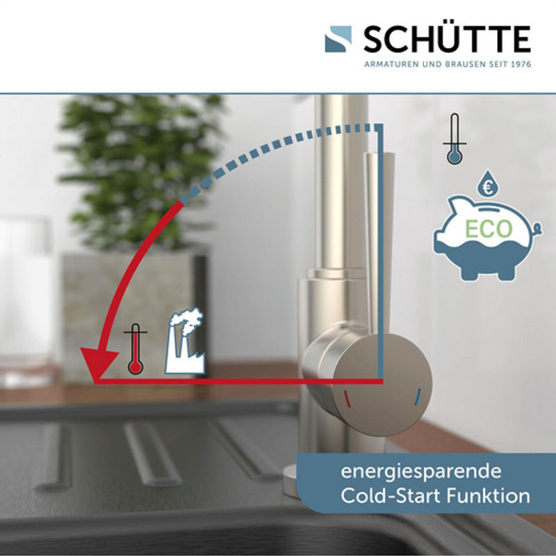 SCHÜTTE Spültischarmatur Cornwall Einhebelmischbatterie aus Messing in Silber matt mit schwenkbarem Auslauf - Bild 2