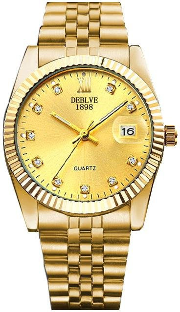 Global Finds Armbanduhr, Quarz, Edelstahl, beige, Datum, Unisex - Bild 1