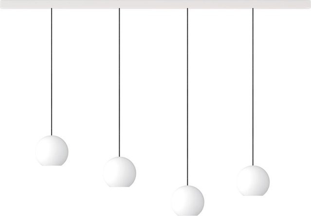 KOMOT KOS Quattro L LED-Pendelleuchte mit Schiene, Weiß matt und Schwarz, mundgeblasenes Opalglas, Tunable White 2200K - 4200K, Länge: 150 cm - Bild 1