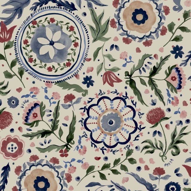 Joules Vliestapete Festival Flowers Antique in Bunt mit floralem Boho-Design, Breite: 52 cm, Länge: 10 m - Bild 1