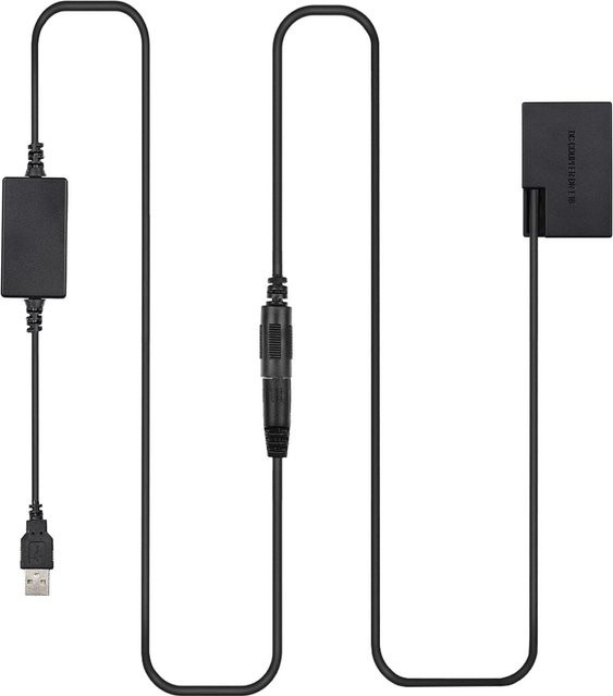 Andoer DR-E18 USB Power Kit DC-Koppler als Dummy-Batterie Ersatz für LP-E18 in Schwarz mit USB-C Anschluss - Bild 1