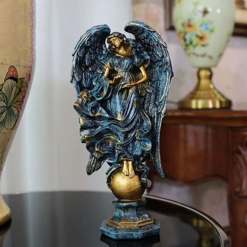 Engel und Göttin Skulptur aus Kunstharz als antikes mythologisches Ornament in Mehrfarbig für dein Zuhause oder Büro - Bild 1