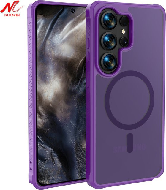 Magnetische Anti-Stoß-Hülle mit MagSafe und Glitzer-Effekt für Samsung Galaxy S26 Ultra, S25 Plus und S24 Ultra in Transparent oder Purple - Bild 1