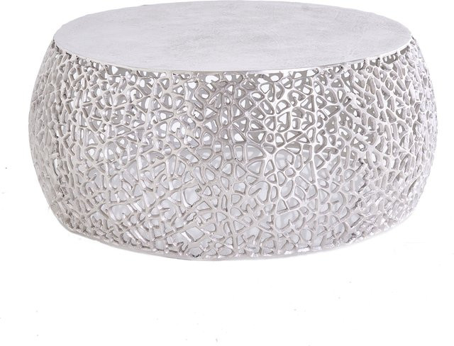 riess-ambiente Couchtisch ABSTRACT LEAF runder Metalltisch in Silber Antik Durchmesser: 75 cm - Bild 1