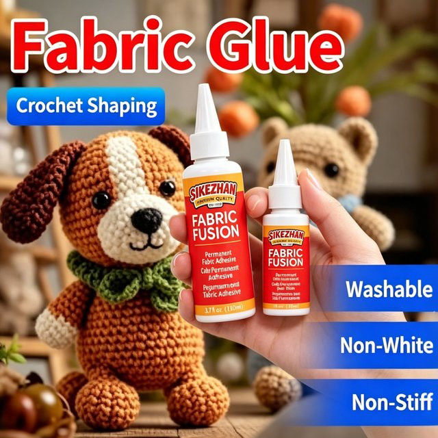 SIKEZHAN Stoffkleber für Kleidung und Bastelarbeiten, waschbarer und schnell trocknender Textilkleber, transparent, 110 ml - Bild 1