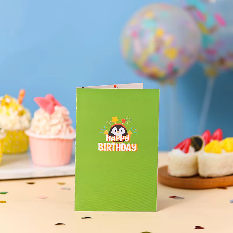 Kreative Pinguin Pop-up Geburtstagskarte in Mehrfarbig für Kinder, Freunde und Familie - Bild 2