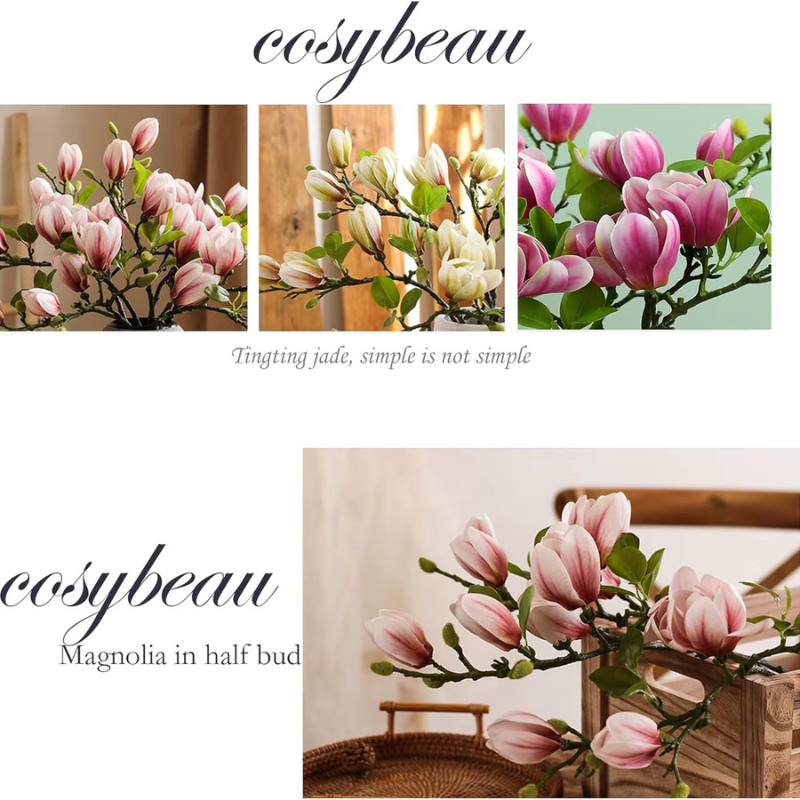 TTCY Künstliche Magnolia Blumen aus Seide für Tischdekoration und Hochzeit - Bild 3