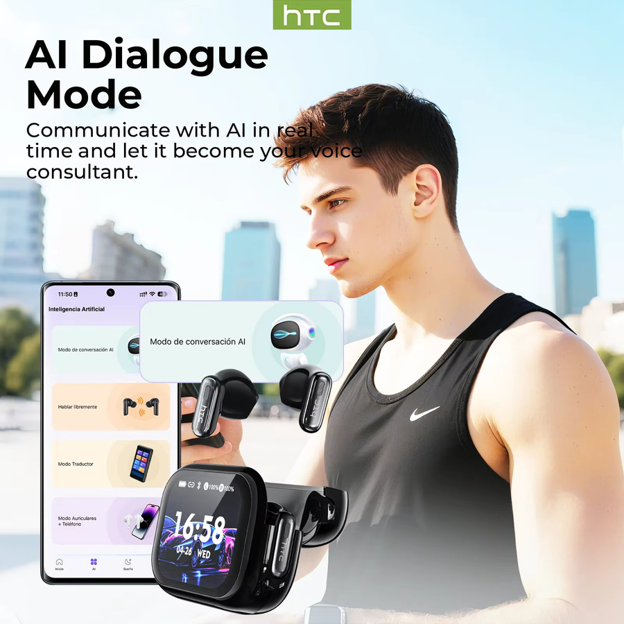 HTC NE68 Bluetooth In-Ear Kopfhörer mit AI Translator und LCD-Bildschirm in Schwarz - Bild 6