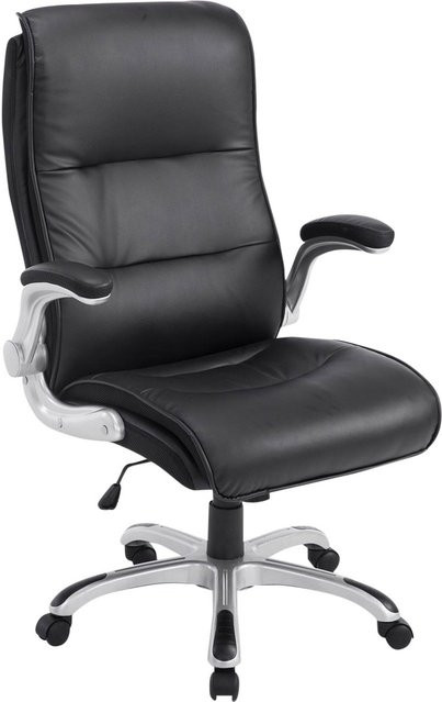 TPFLiving Bürostuhl Vila XXL Executive Chair aus Kunstleder in Schwarz mit Armlehnen und Rollen, B/T/H: 74 x 76 x 116 cm - Bild 1