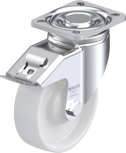 Blickle Lenkrolle LH-PO 125KA-1-FI mit Feststeller, Rad-Durchmesser: 125 mm, Tragfähigkeit: 300 kg, Farbe: Weiß - Bild 1
