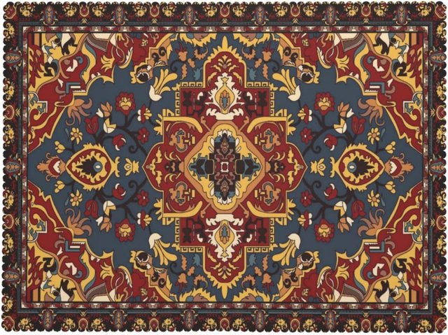 JMG Household Supplies Tischdecke mit persischem Orient-Design, geometrisch und ethnisch, Mehrfarbig, B/T: 140 x 200 cm - Bild 1